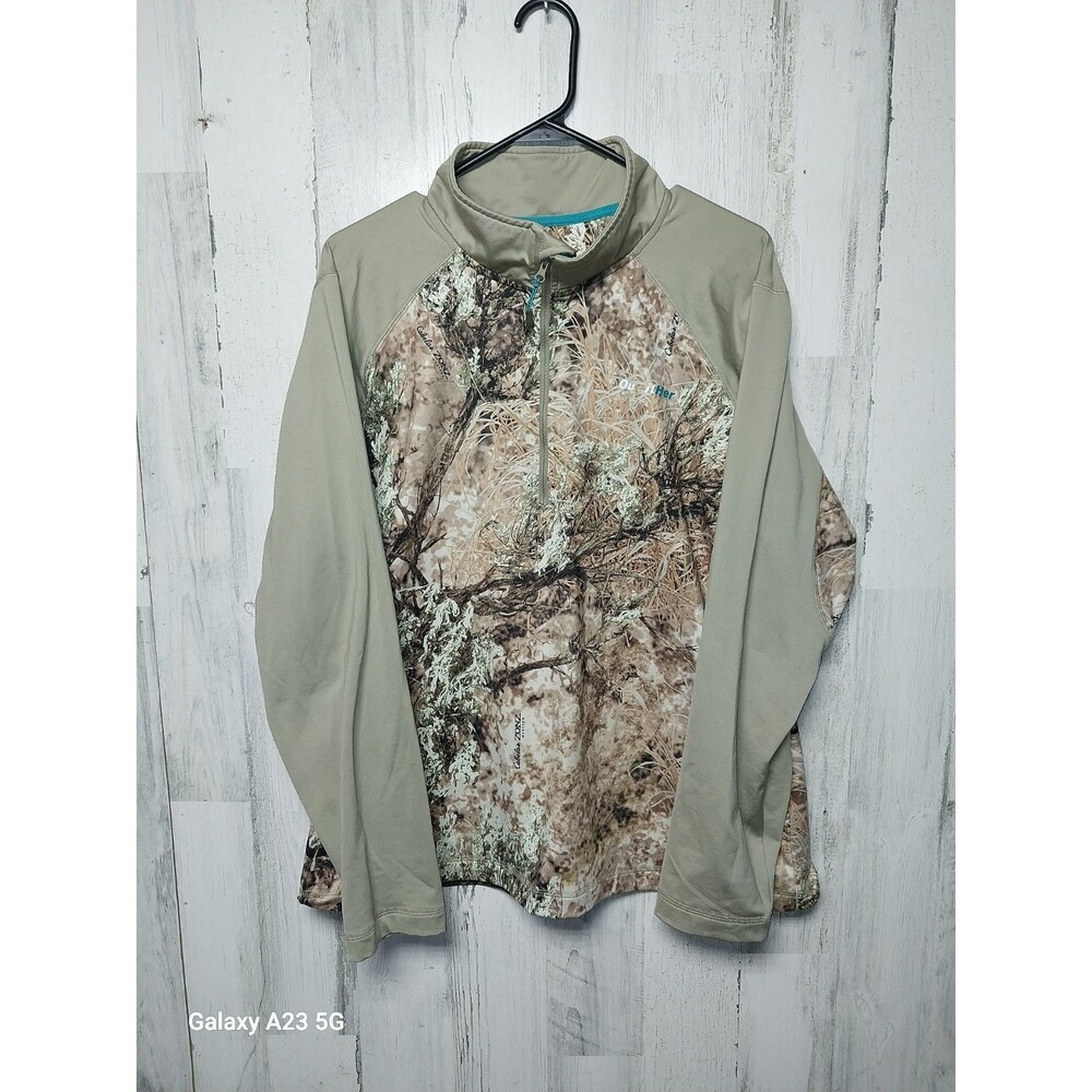 Cabelas Jacket Womens XL Outfit Her Camo Fleece 1/4 Zip Pullover